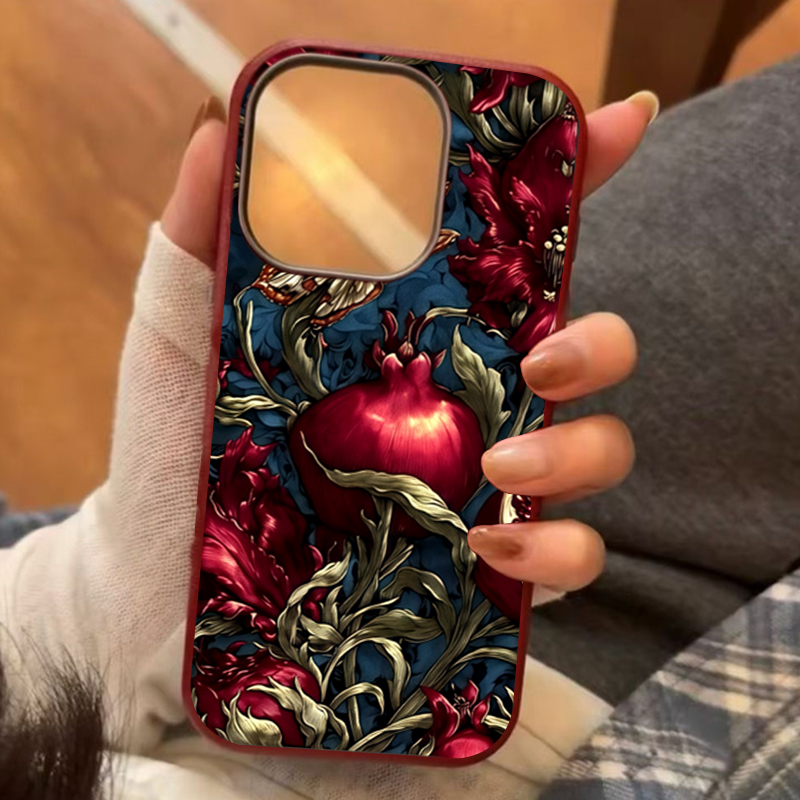 Phone Cases Drawing - เคสโทรศัพท์ลายศิลปะทับทิมวินเทจ สำหรับ iPhone 17 16 11