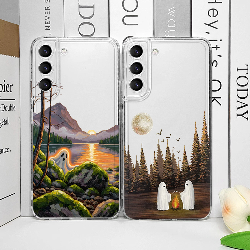 Phone Cases Samsung A14 - เคสโทรศัพท์ใสลายผีน่ารักสำหรับ Samsung A57 A14 A55 A54