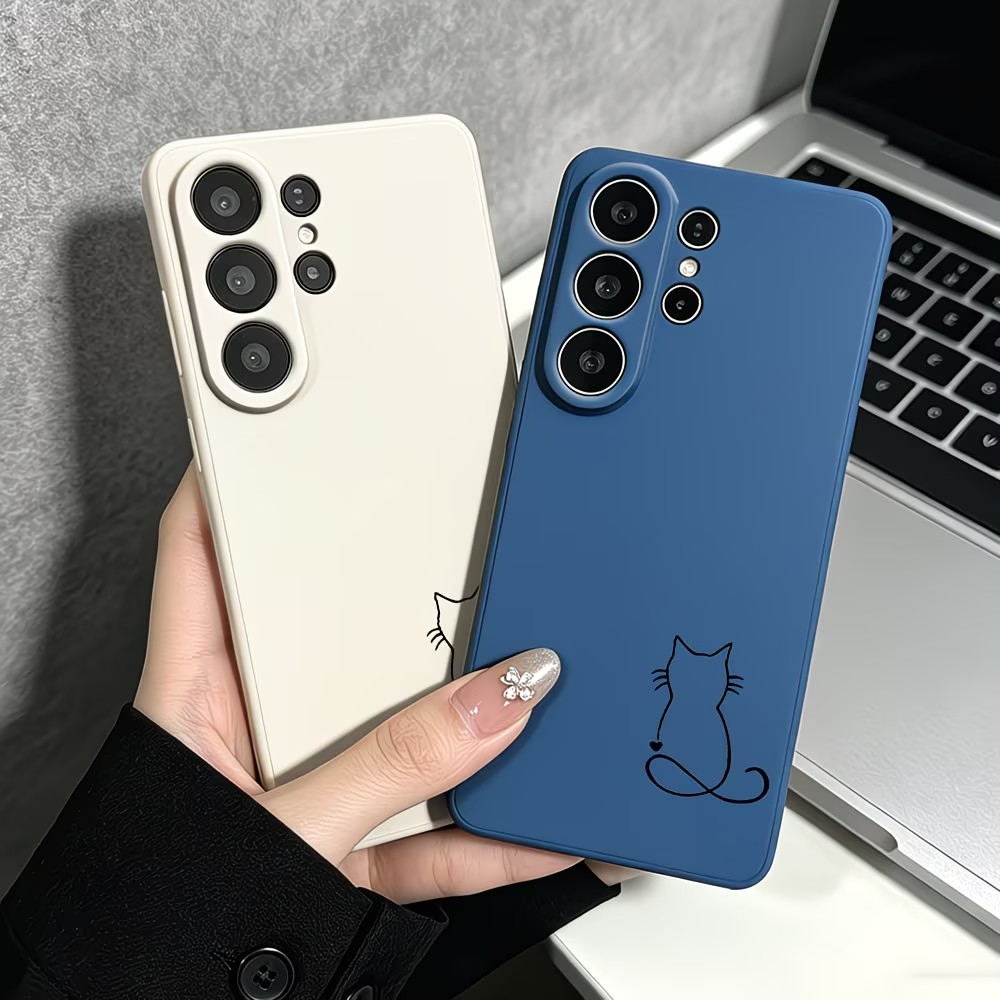 Phone Cases Drawing - มินิมอลลิส ไลน์ อาร์ต แคท สเก็ตช์ แพทเทิร์นเคสโทรศัพท์สำหรับซัมซุงกาแล็กซี่