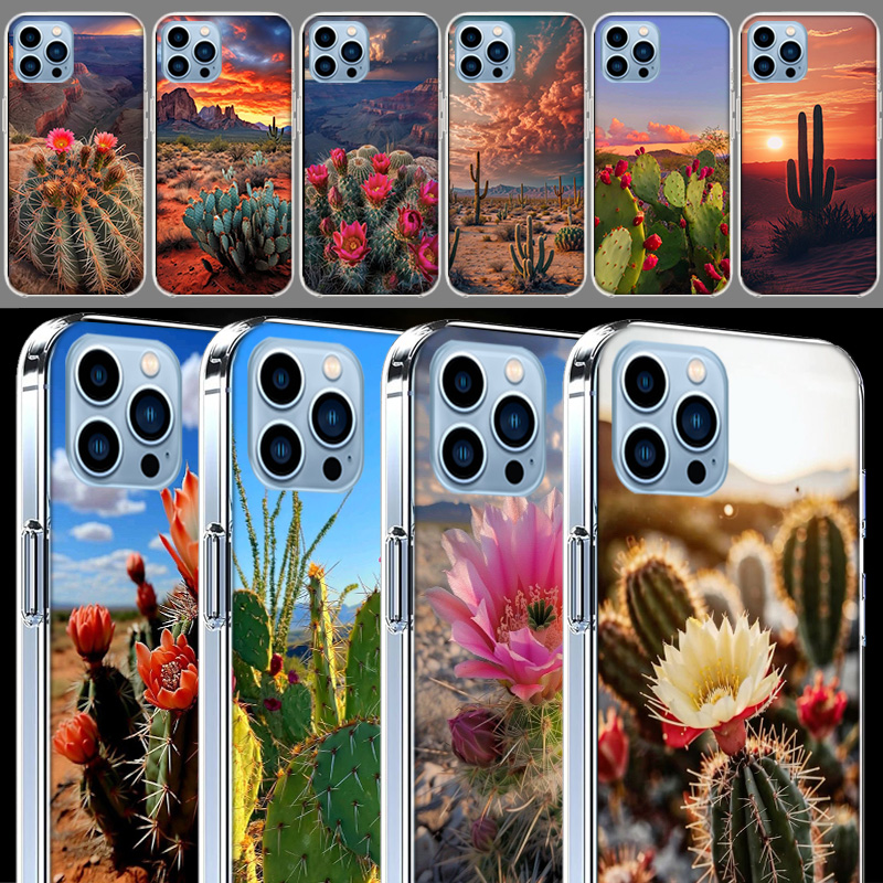 Phone Cases Com - เคสโทรศัพท์ลายทะเลทรายสวยงามพร้อมกระบองเพชร สำหรับ iPhone 17E 16E 17