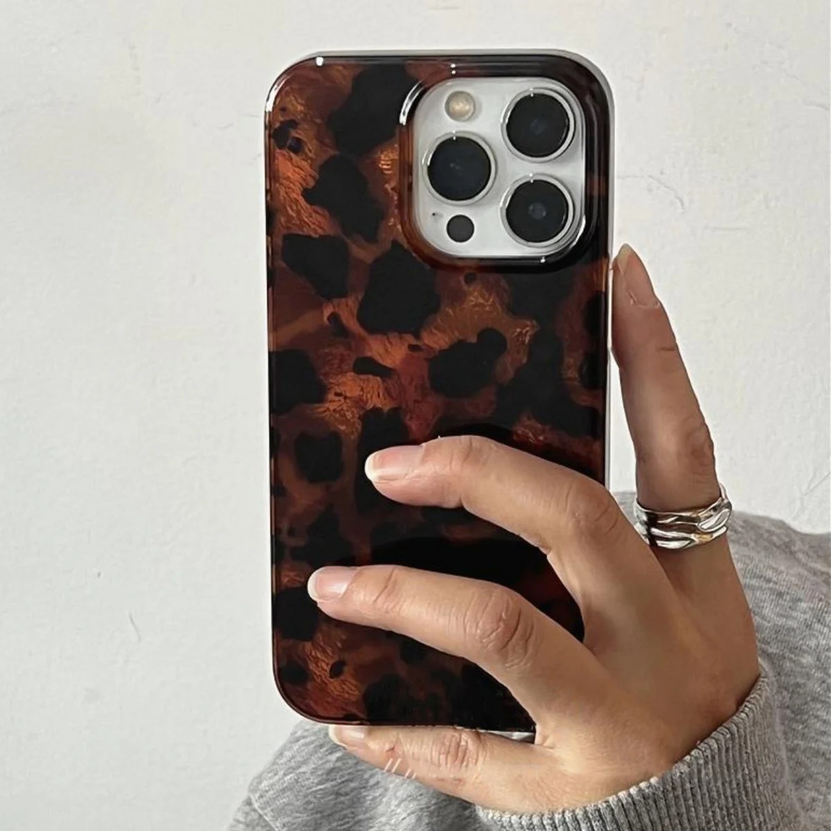 Phone Cases Xs Max - เคสโทรศัพท์ลายพิมพ์เสือดาวสไตล์เรโทรสีอำพันแบบเลเซอร์สำหรับ iPhone 16 17 Pro Max