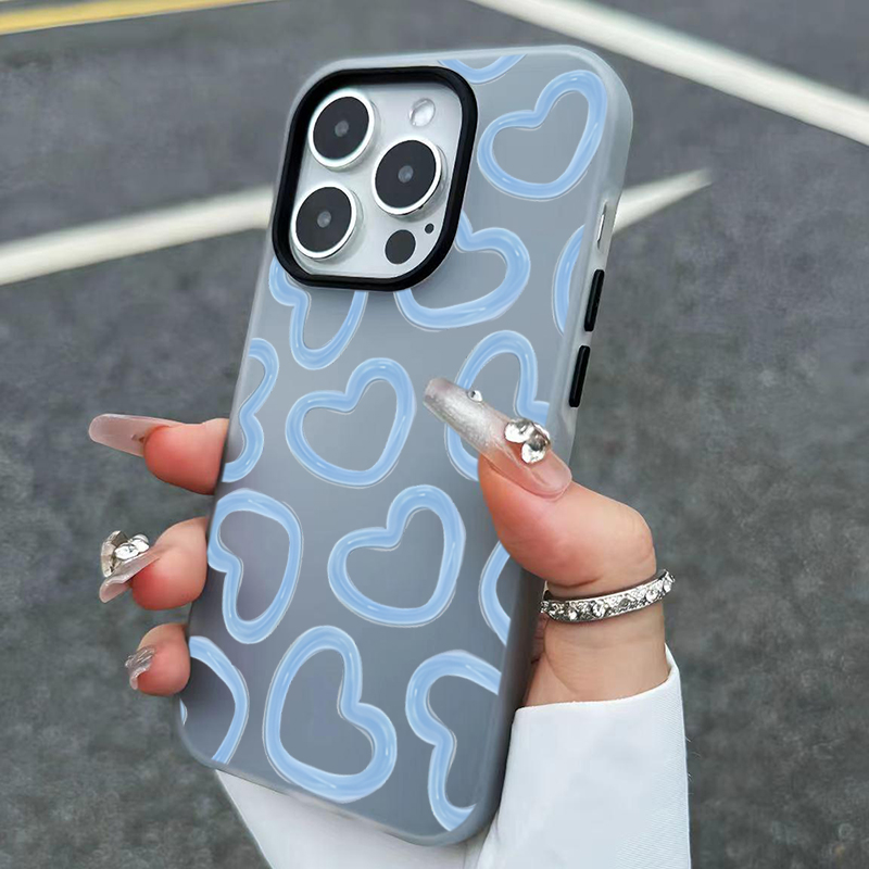 Phone Cases Drawing - เคสโทรศัพท์ลายหัวใจน่ารักสไตล์ภาพวาดสีน้ำมัน สำหรับ iPhone 17 16 15