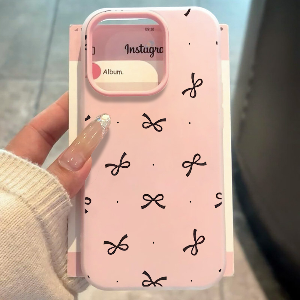 Phone Cases Drawing - เคสโทรศัพท์ลายโบว์น่ารักลายจุดสไตล์ INS สำหรับ iPhone 17 16
