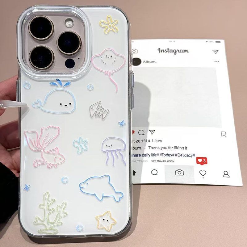 เคสโทรศัพท์ลายเส้นสัตว์ทะเลขนา - Phone Cases Drawing บทวิจารณ์และราคา