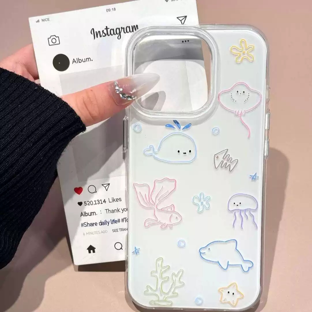 เคสโทรศัพท์ลายเส้นสัตว์ทะเลขนา - Phone Cases Drawing บทวิจารณ์และราคา